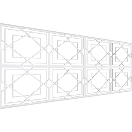 Ekena Millwork Set of Four Panels for 94 1/2"W x 36 1/4"H Lakewood Fretwork Wainscot Wall Paneling WPKP18X01X47LWD